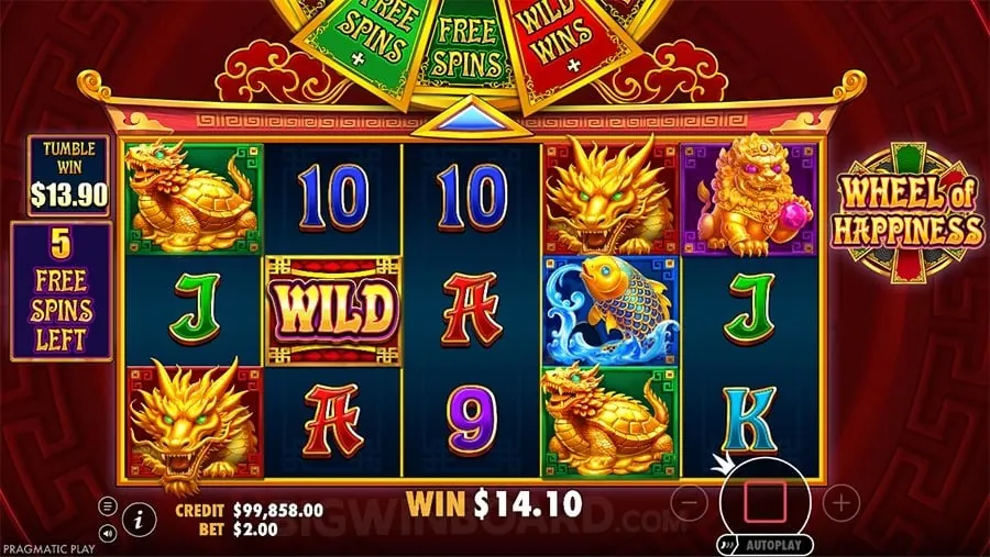 Vibrant slot machine with winning symbols